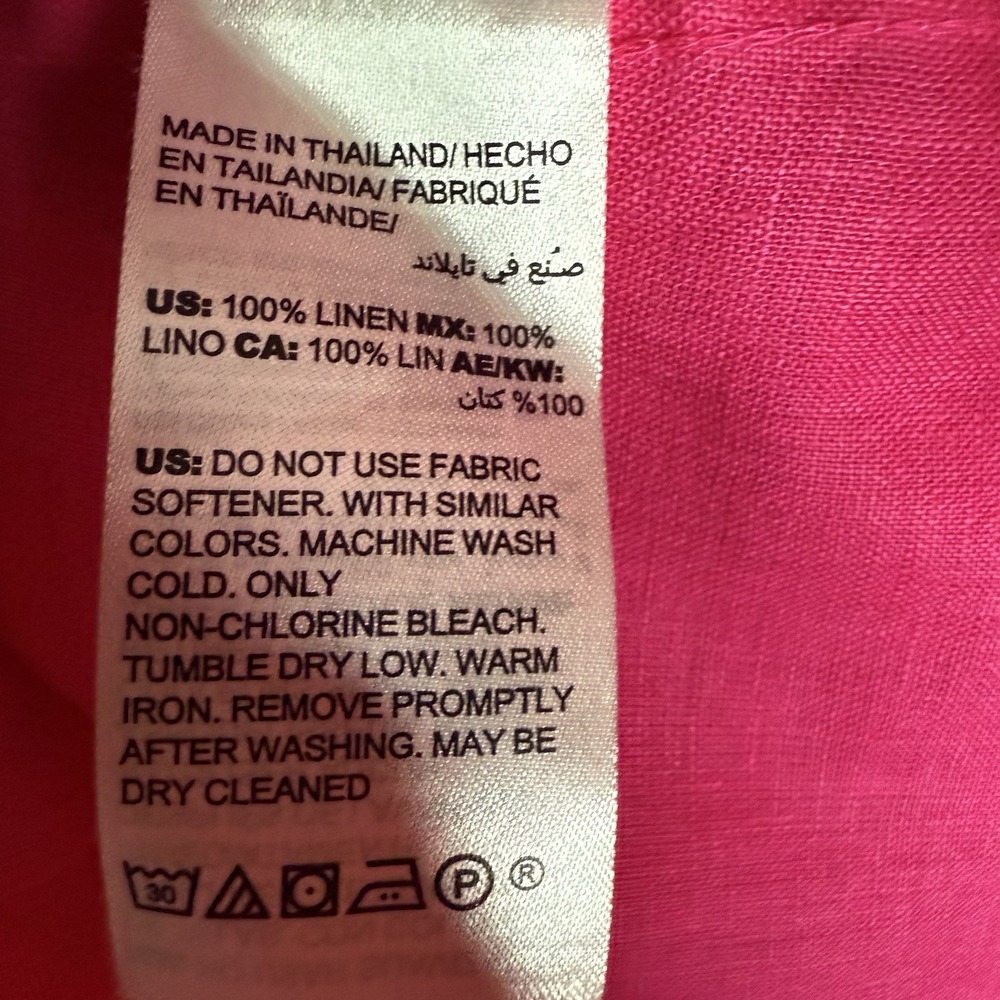 NWOT Chicos No Iron 100% Linen Pink Shirt Blouse Top 3/4 Sleeve Sz 3 (16/18) XL - Picture 6 of 7